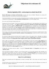 Le communiqué des OC 62, suite à l'élection législative de juin 2012