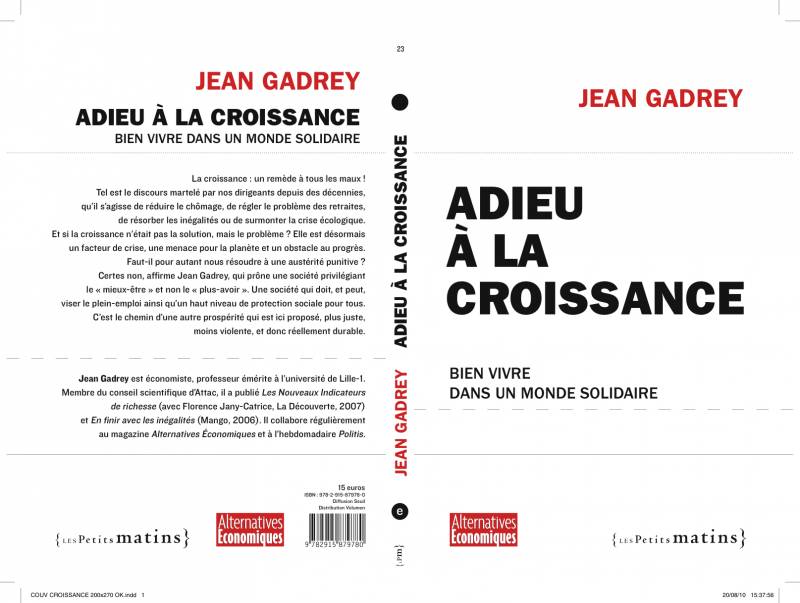 Adieu à la croissance - Jean Gadrey 