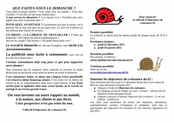 Tract Distribué à Carrefour Liévin, le 11 décembre 2011