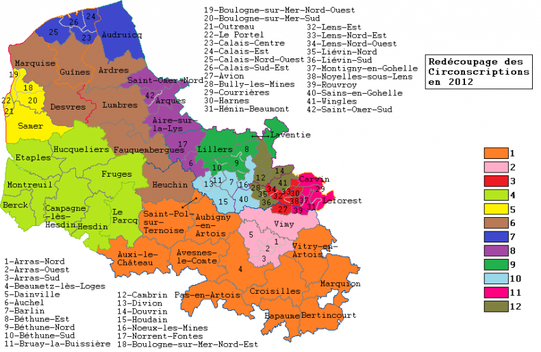 Les circonscriptions électorales en 2012 (Document Wikipédia)